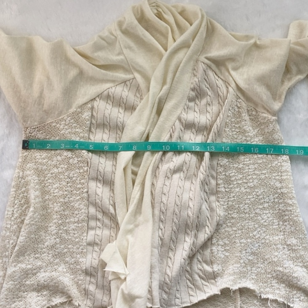 Anthropologie Cream Tiny Open Front Drape Cardiga… - image 2